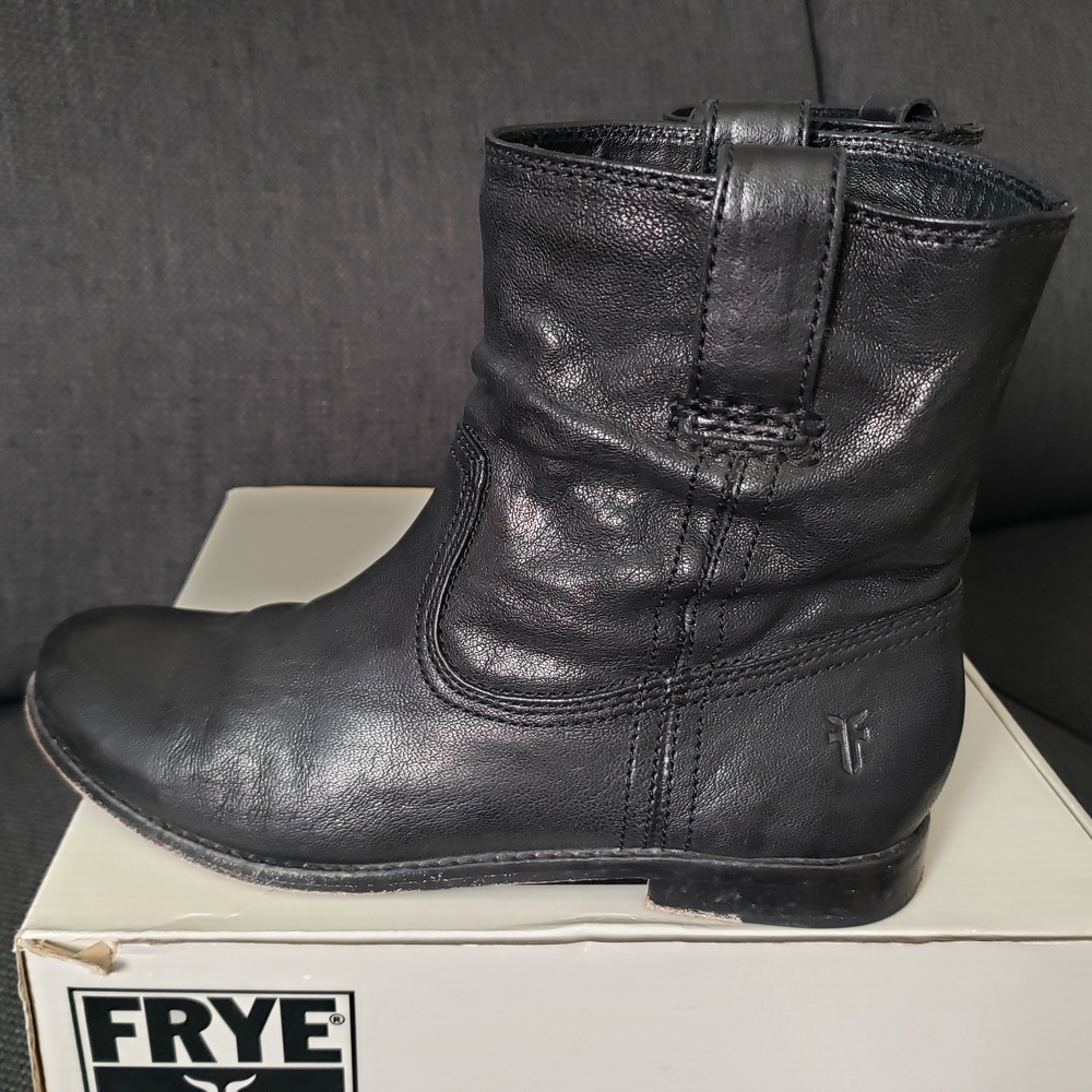 Frye Dark Leather Mid-Calf Boots